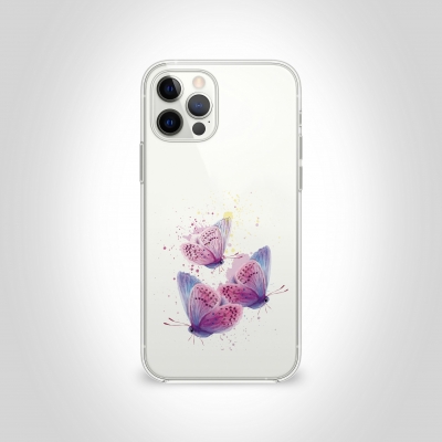 Mor Kelebekler Şeffaf Telefon Kılıfı