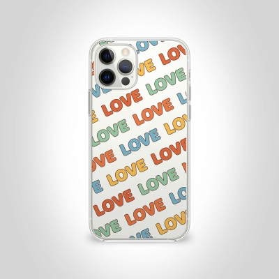Love Desen Şeffaf Telefon Kılıfı