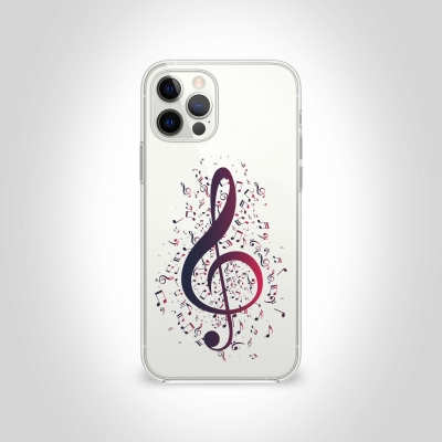 Müzik Renkli Sol Anahtarı Şeffaf Telefon Kılıfı