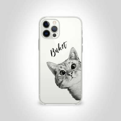 Buket İsimli Kedili Şeffaf Telefon Kılıfı