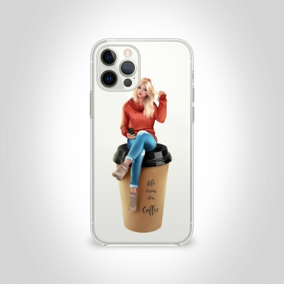 Kahveli Barbi Şeffaf Telefon Kılıfı