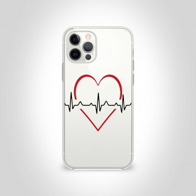 Kalp Ritim çizgili Şeffaf Telefon Kılıfı