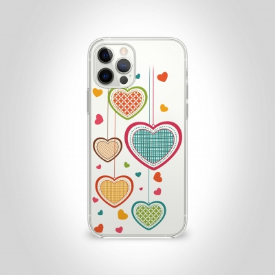 Örgü Desenli Kalpler Şeffaf Telefon Kılıfı