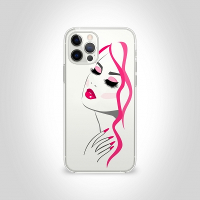 Pembe çizgili kız Şeffaf Telefon Kılıfı