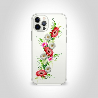 Çiçek Desenleri çarpraz Şeffaf Telefon Kılıfı