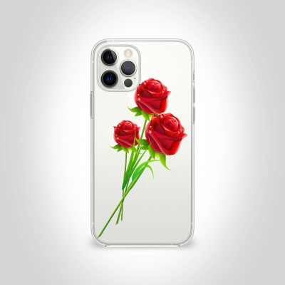 Kırmızı gül demeti Şeffaf Telefon Kılıfı