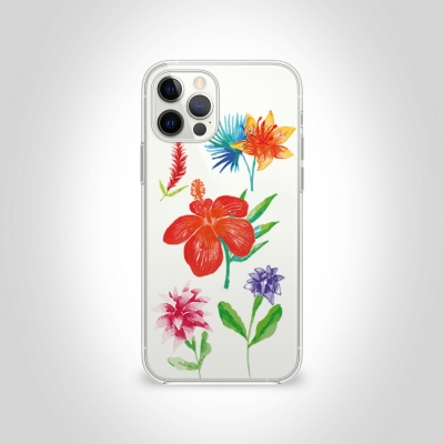 Pastel çizim çiçekler Şeffaf Telefon Kılıfı